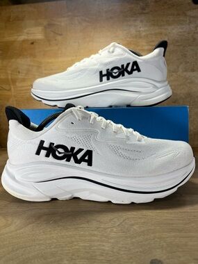 Hoka One One Clifton 10 Mens Size 11.5 Running Shoes Sneakers White Black